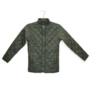 Peter Millar Suffolk Quilted Coat Boys Size Small (7-8) Olive Green Golf New NWT